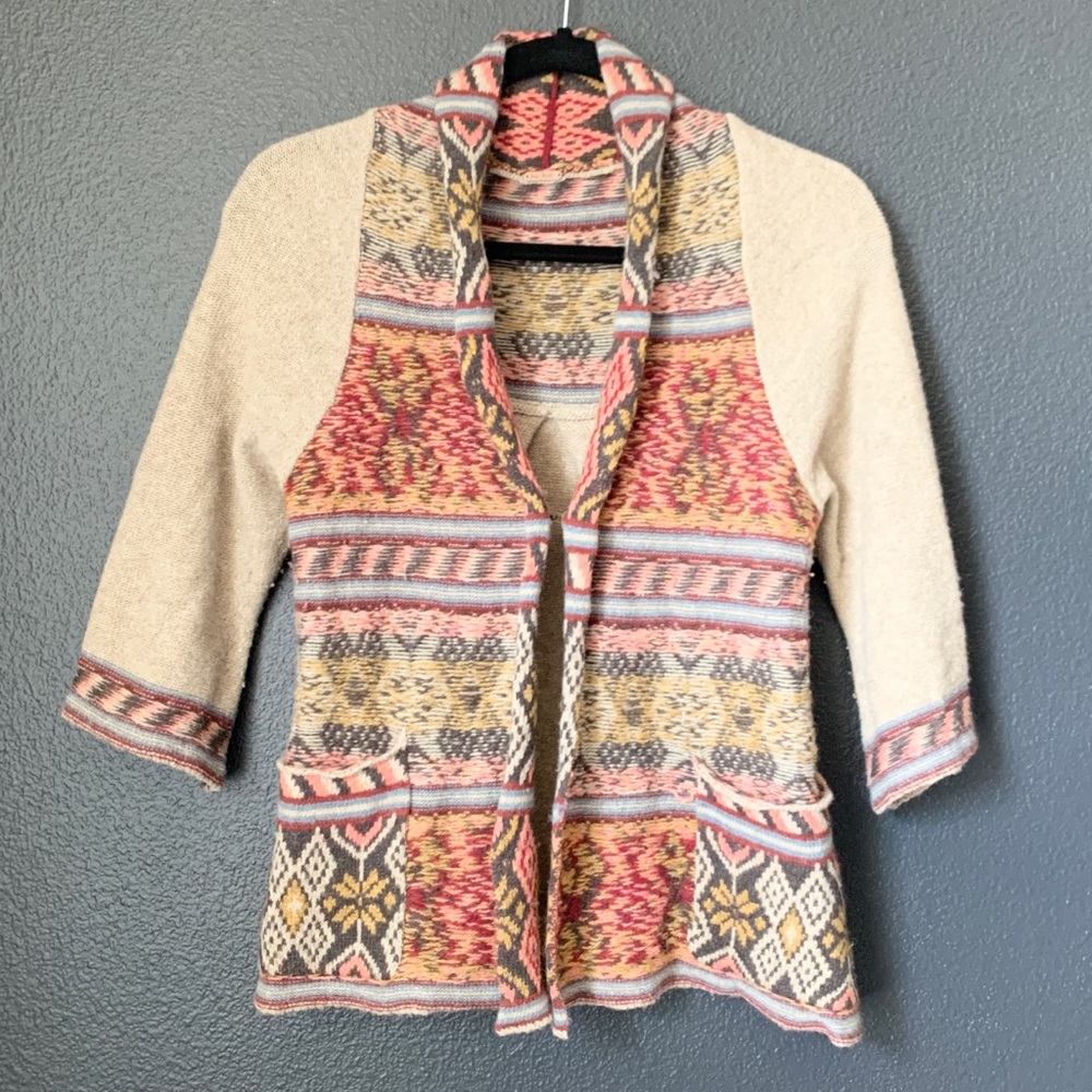 Free People crochet knit wool blend cardigan